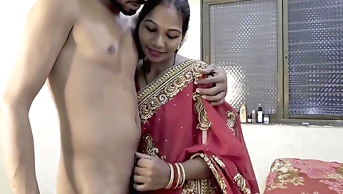 Busty indian brunette with a beautiful body leaves