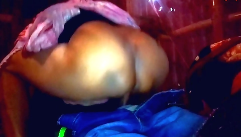 Indian girlfriend in a dress shows off her big ass