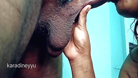 Indian girl sucking a big dong in her tight butt slit