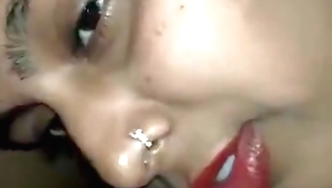 Brunette indian girl gets her mouth stretched by her lover