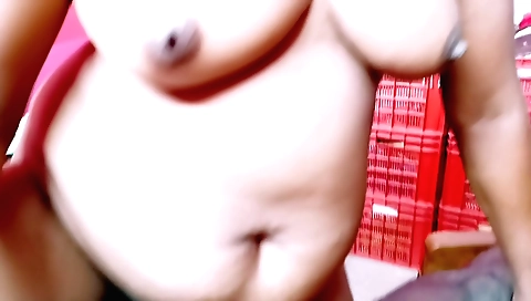 Amateur stepmom and stepson play with each other's big boobs