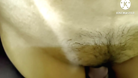 Amateur girl with hairy pussy gets penetrated in POV