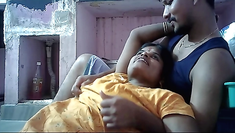 Indian housewife pressing her pussy with her big cock