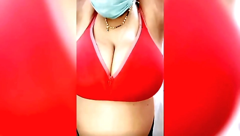 Indian aunty in her big boobs bathing show for stepbrother