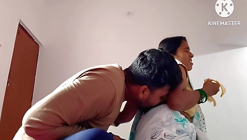 Indian massage session with hairy pussy being petted