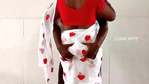 Indian milf in black saree gets her husband fucked