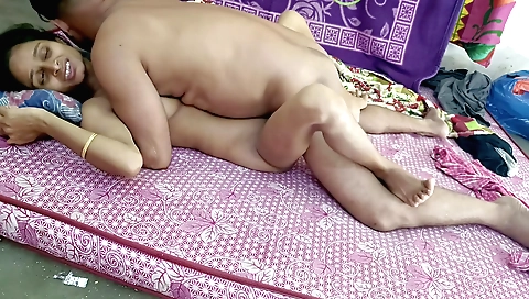 Indian brunette in red dress fucks herself and a stranger