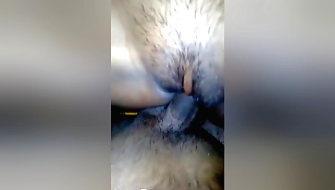 Hairy girl is taking her boyfriend and a new lover riding on her