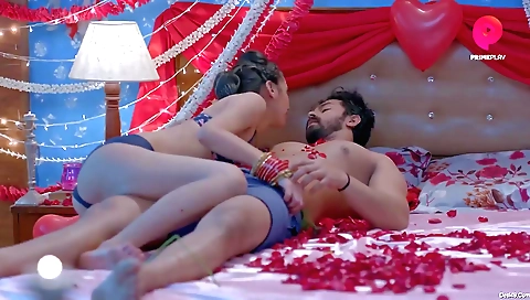 Busty and curvy brunette with small pair of earrings