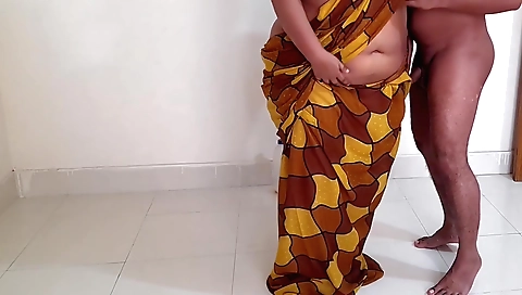 Indian big ass in red dress is getting off on a big black cock