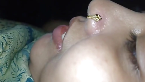 Indian brunette with pink panties and a white blouse