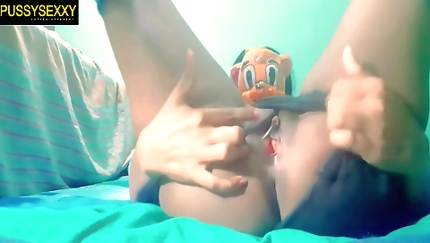 Webcam teen in a hotel room showing her in the bathroom