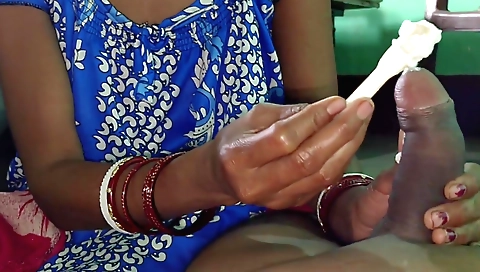Handjob in indian style with pov with a sweet sweet ice cream