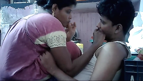 Amateur brunette in sexy black dress lips kissing a big dick