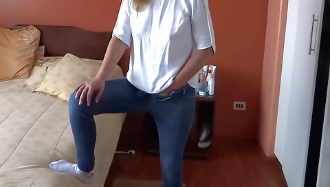 Indian girl with a big penis masturbating on a chair