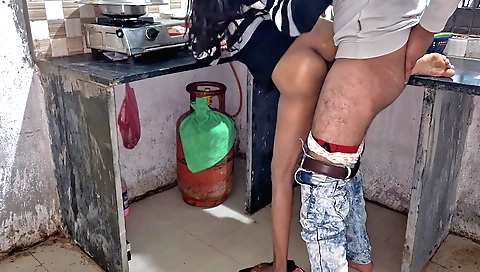 Indian teen gets fucked in the kitchen in the sex scene