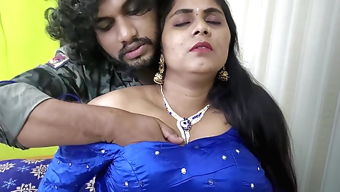 Indian girl with a sexy and juicy body enjoys sex in a half saree