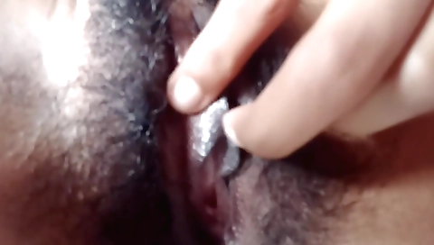 Indian girl masturbating and touching her hairy pussy
