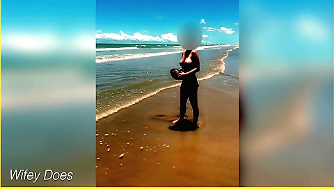 Hot blonde milf plays with football outdoors at home