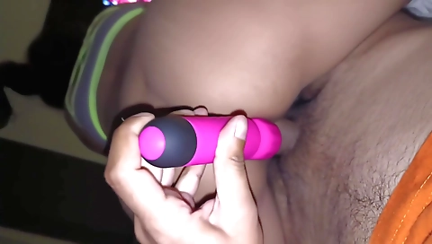 Indian teen 18+ with large boobs has a dildo in her pussy