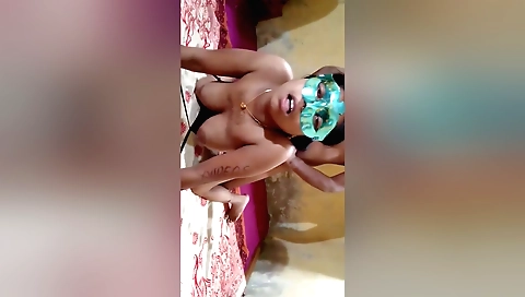 Desi bhabhi is playing with her pussy with a big stick