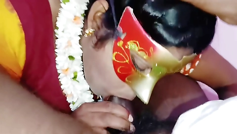 Indian stepmom gives a blowjob and gets fucked hard