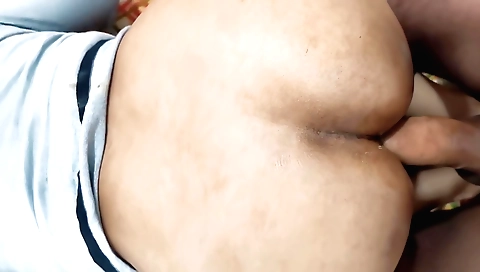 Busty brunette has hairy pussy and a round booty in this one