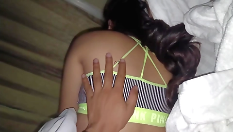 Sexy brunette amateur teen with nice hair and body