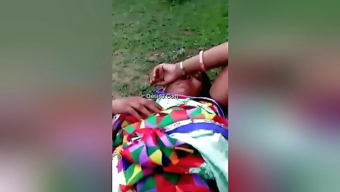 Indian brunette 18+ naked outdoor fucking with her stepbrother
